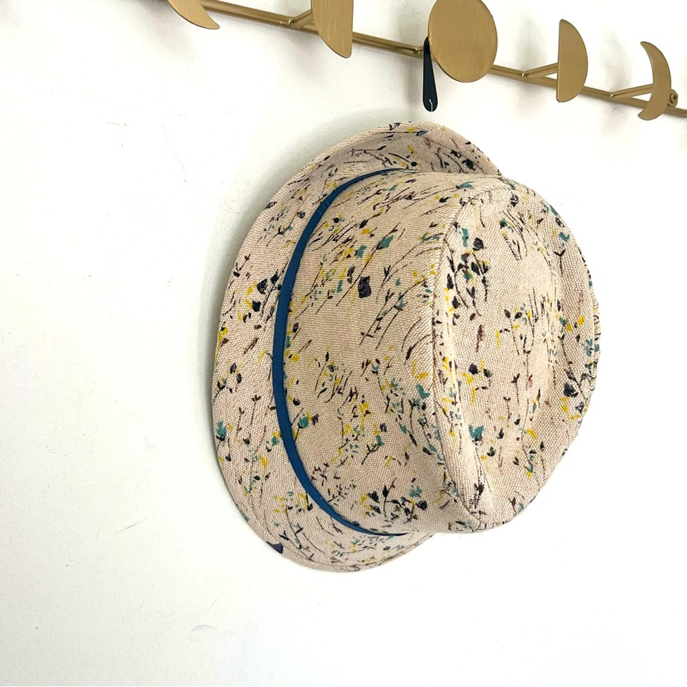 Studio 36 Floral Print Fabric Fedora Hat Blue Band One Size NWT